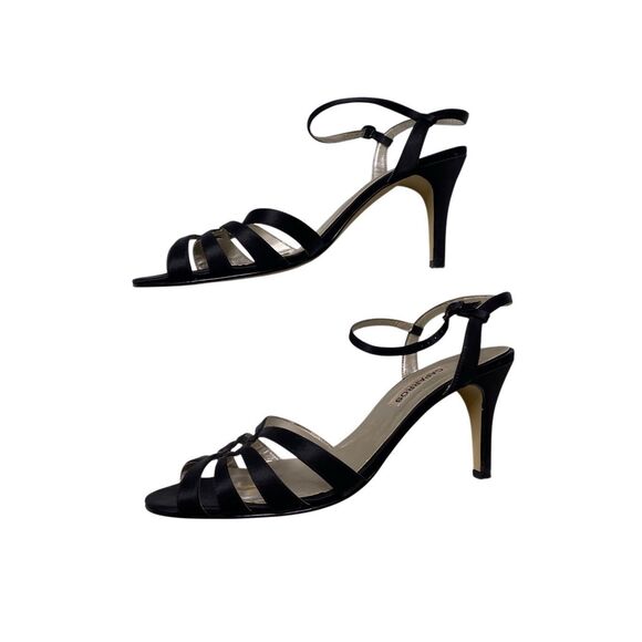 Caparros Black Strappy Open Toe Kitten Heels Size Dress Shoe Office Business - Picture 1 of 9